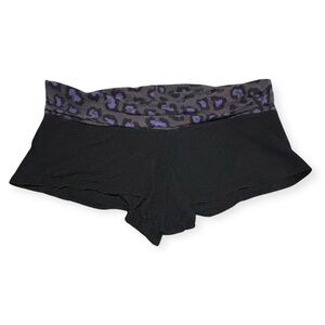 Wet Seal Black Y2K Shorts with Purple Leopard Waistband